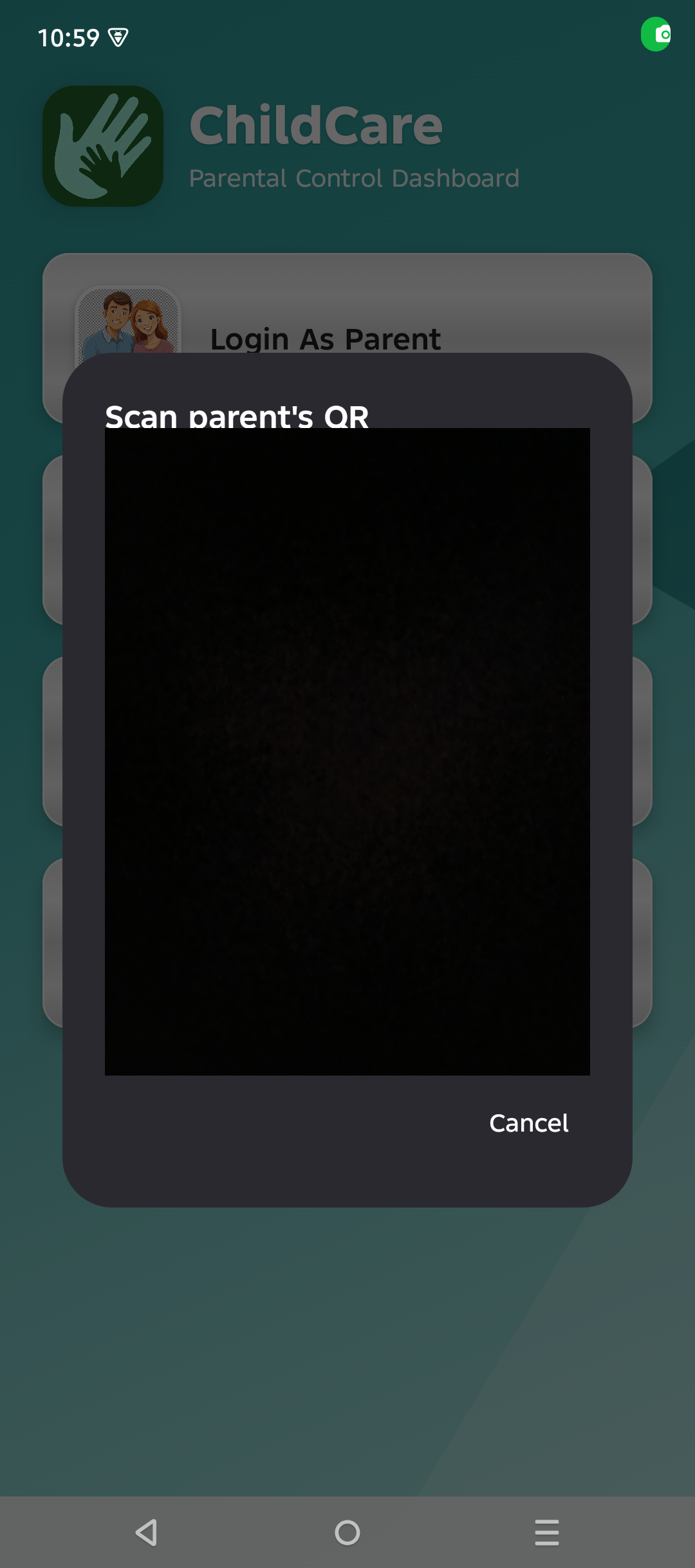 Choosing a role: Log in as Parent or Connect to Parent